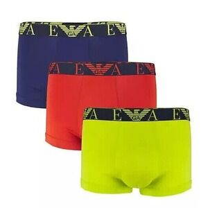 Emporio Armani Mens Small Trunk Boxer Brief Stretch Cotton Logo Band 3 Pack New